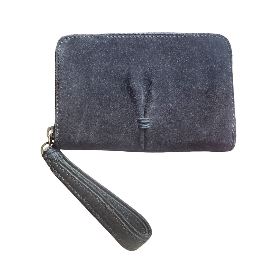 49 Square Miles Black Suede Chit Chat Phone Wallet Wristlet Zip Around